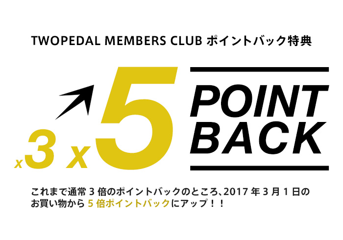 これまで通常3倍のポイントバックのところ、2017年3月1日の お買い物から5倍ポイントバックにアップ！！